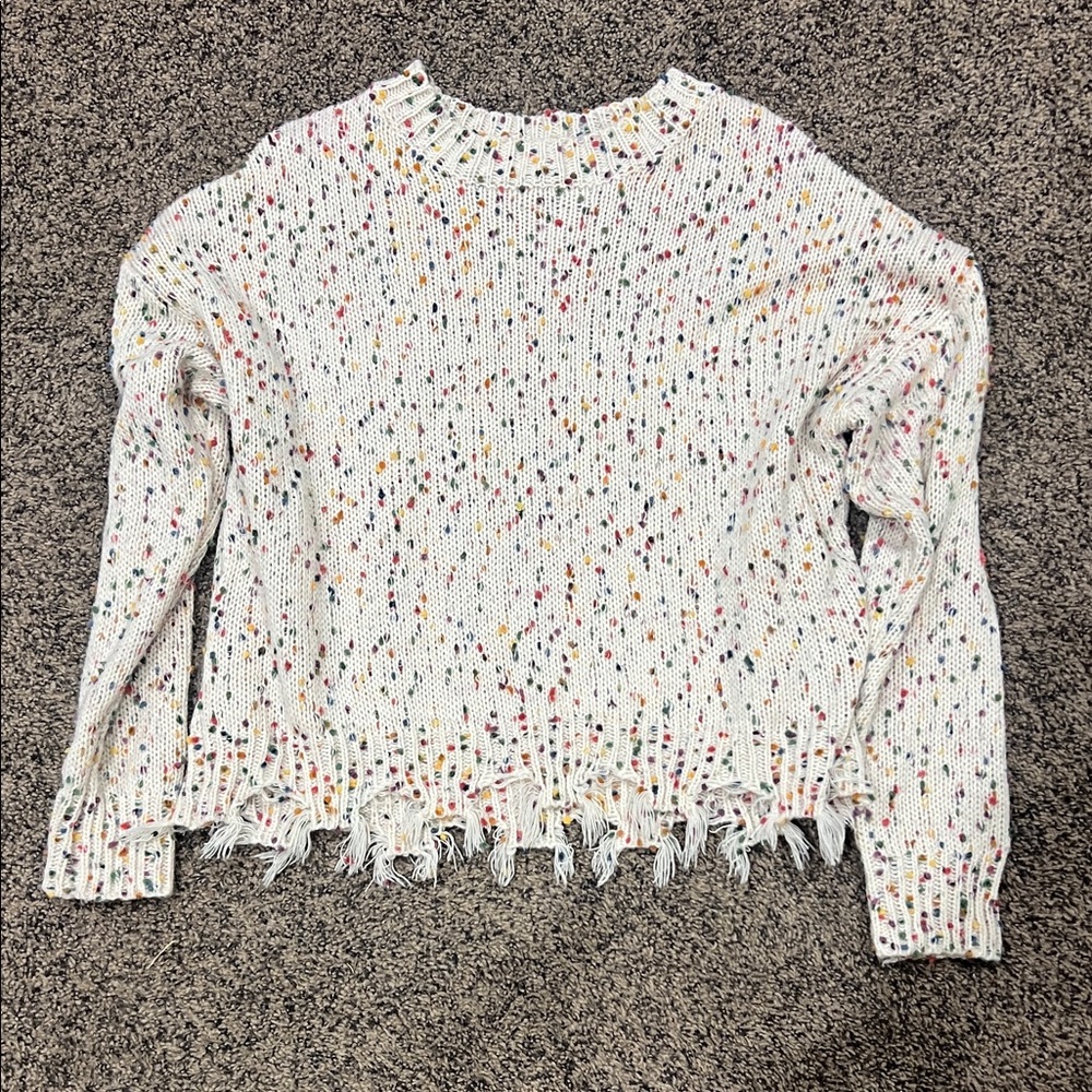 Main Strip Multicolor Speckled Crew Neck Sweater